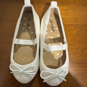Cat & Jack Toddler Nora Slip-On White Glitter Ballet Flats - 6T
